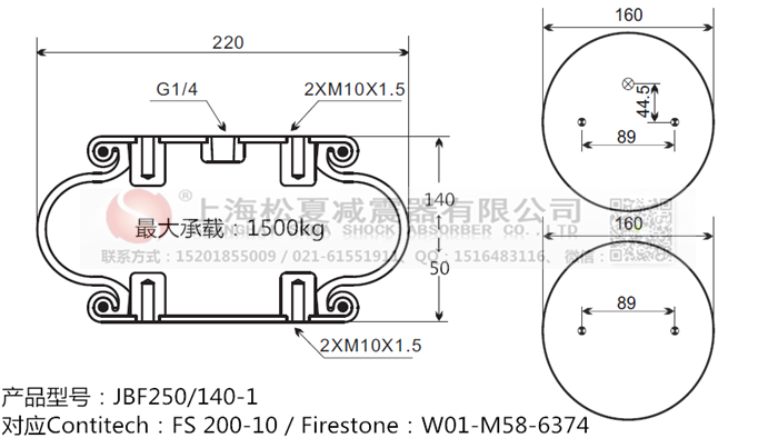 JBF250/140-1橡膠<a href='http://m.zj17tou.cn/' target='_blank'><u>空氣彈簧</u></a>