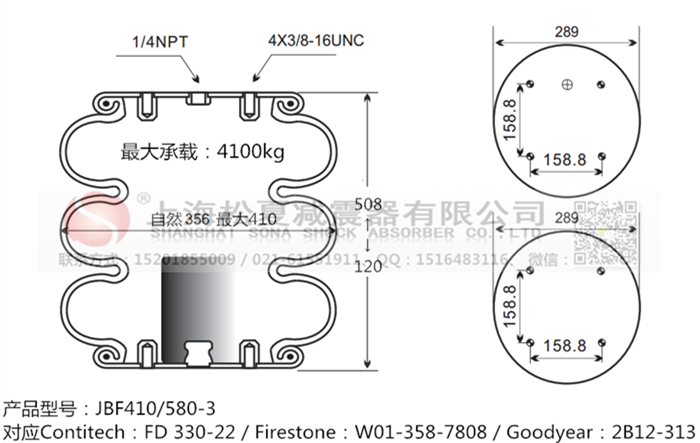 JBF410/580-3橡膠<a href='http://m.zj17tou.cn/' target='_blank'><u>空氣彈簧</u></a>